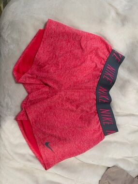 Nike Women's Heathered Pink Athletic Shorts with Branded Waistband